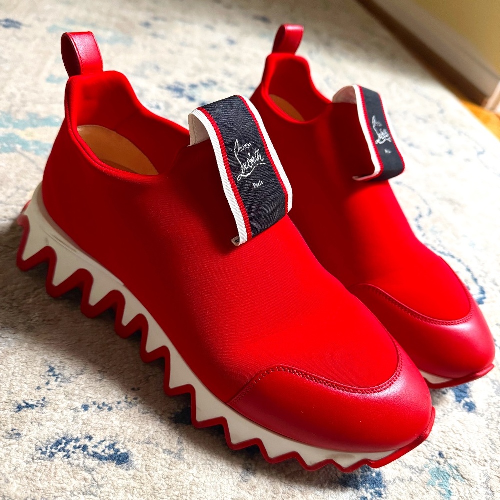 SIZE 11 CHRISTIAN LOUBUTIN RED TIKETA SNEAKERS